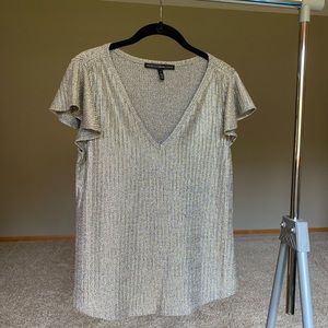 White House Black Market t-shirt blouse in shimmering sparkly gold size small